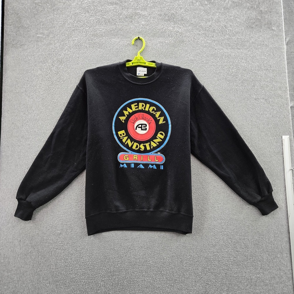 VINTAGE American Bandstand Men Sweatshirt L 90s USA Grill Miami Fleece Pullover